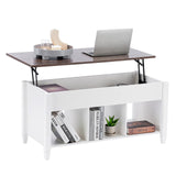 VINGLI Lift Top Coffee Table, White, with Storage Shelf/Hidden Compartment, Gas Lift Mesa De Centro para Sala Pop Up Coffee Table VINGLI