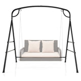 HAPPYGRILL Outdoor Swing Frame Heavy-Duty Metal Porch Swing Stand with Side Bars & 2 Rings, 660 lbs Weight Capacity, A-Frame Swing Frame for Garden, Backyard, Balcony HAPPYGRILL