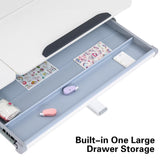 COSVALVE 39in Wide Adjustable Height Kids Desk with Tilting Desktop, Steel Frame, Drawer, and Bookshelf Hutch, Study Child Table for Ages 3-12, Grey COSVALVE