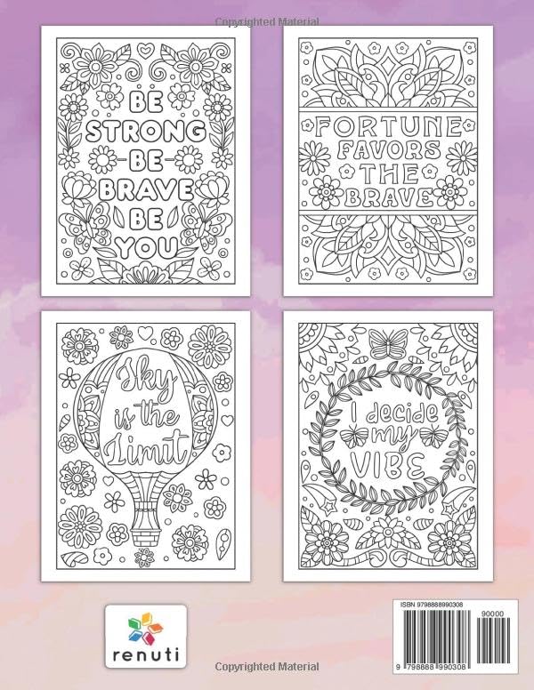 50 Inspirational Positive Quotes Coloring Book: A Simple Motivational Sayings and Affirmations Coloring Book with Beautiful Pattern Designs for Adults, Teenagers and Children to Color