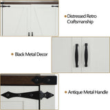 Farmhouse Tall Storage Cabinet with Adjustable Shelves and Barn Doors - 71in White Kitchen Pantry Hlivelood