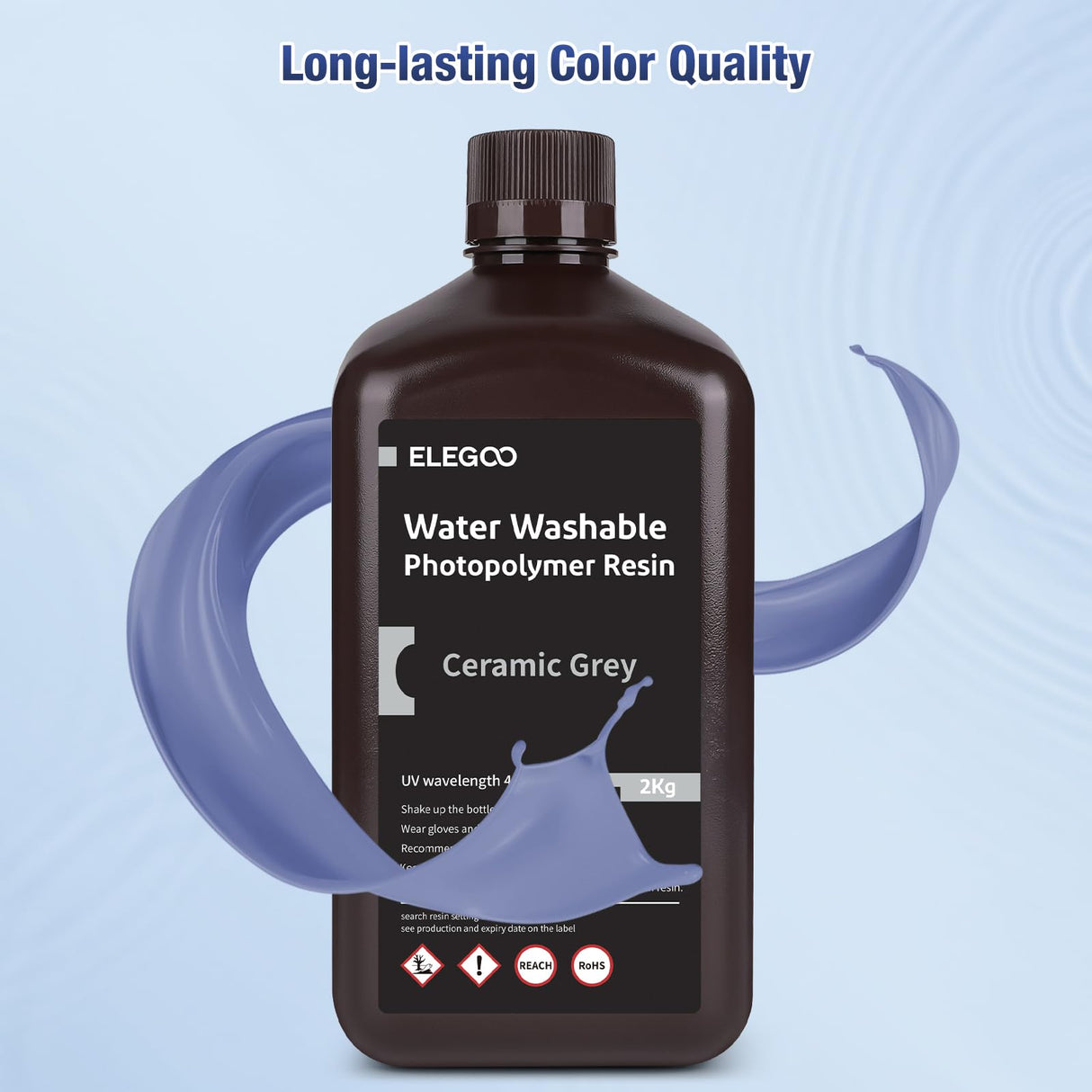 ELEGOO Water Washable 3D Printer Resin, Rapid Resin 405nm LCD UV-Curing Standard Photopolymer Resin for LCD 3D Printer Clear Red 2KG ELEGOO