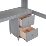 Full Size Loft Bed with Desk, Storage, Charging Station and Safety Features in Grey Bellemave