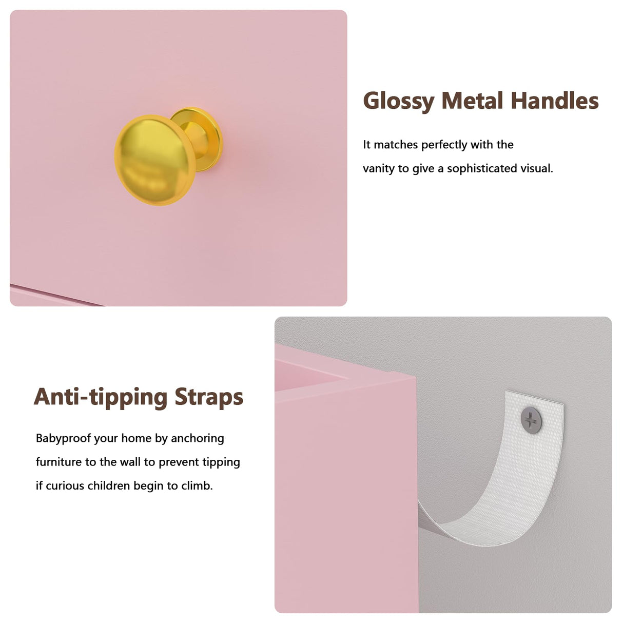 CSZZD Vanity Desk with LED Lighted Mirror, 41.3" Makeup Vanity Table with Power Outlet and Lots Storage, 6 Drawers and Storage Shelves for Bedroom, Dressing Table with RGB Cabinets, Pink CSZZD