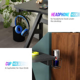 PayLessHere 47 Inch Gaming Desk PC Carbon Fiber Table Ultimate Gamer Workstation with Cup Holder & Headphone Hook for Home Office,Blue (Blue) PayLessHere