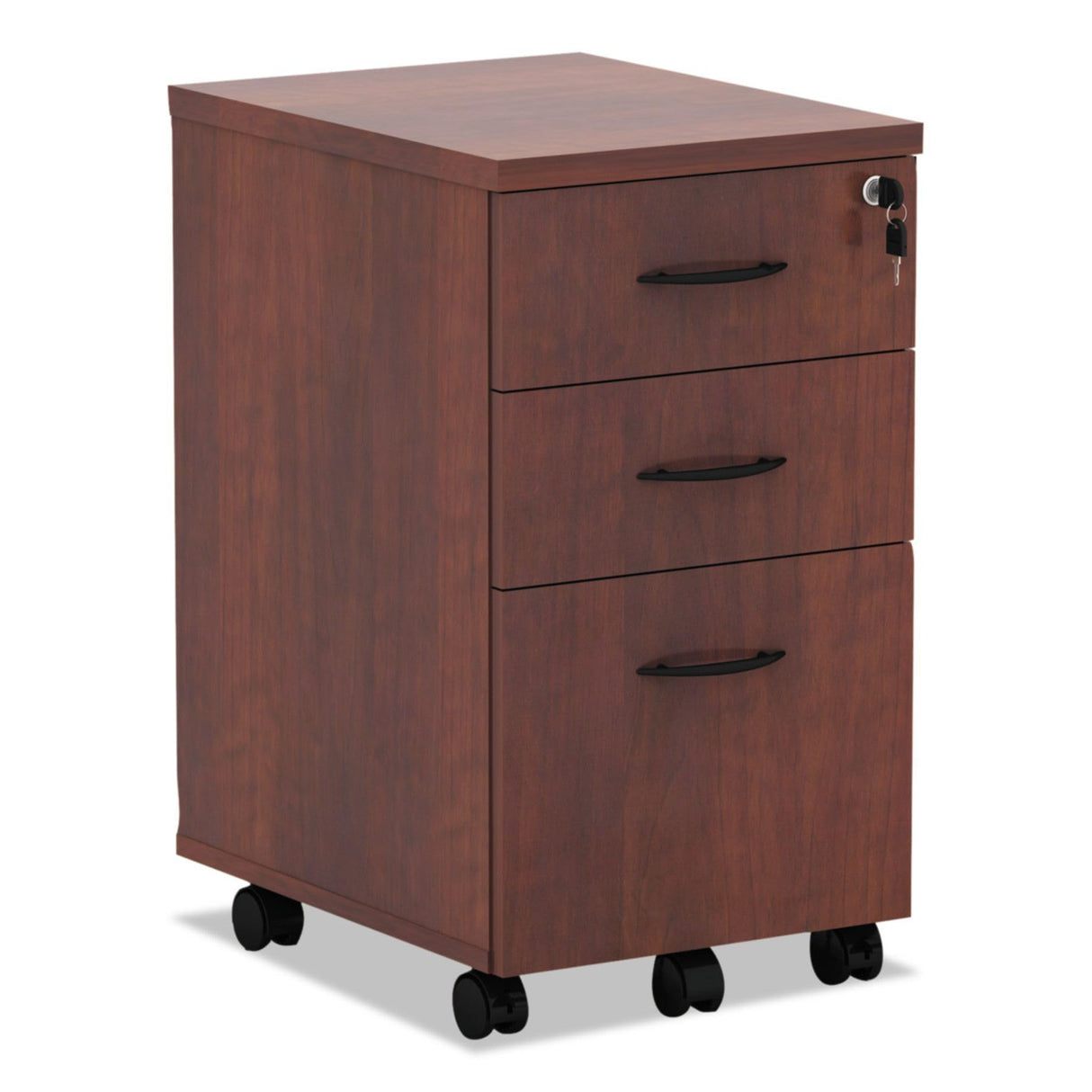 Alera ALEVA572816MC 15.88 in. x 20.5 in. x 28.38 in. Valencia Series 3-Drawer Mobile File Pedestal - Cherry Alera