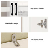 VOWNER 78.7'' Tall Large Bookcase with Glass Doors, Bookshelves Storage Cabinet with Door Shelves, Freestanding Display Organizer for Living Room, Home Office, White VOWNER