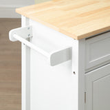 HOMCOM Kitchen Island Cart, Rolling Kitchen Island with Storage Shelf, Solid Wood Top, Drawer, for Dining Room, White HOMCOM