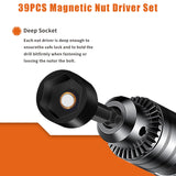 FTIHTRY 39Pcs Magnetic Nut Driver Set for Impact Drill, Metric & SAE Magnetic Impact Drill Driver Bit, 1/4" Hex Shank, Fully Magnetic Hex Nut Driver Drill Bit Master Kit FTIHTRY