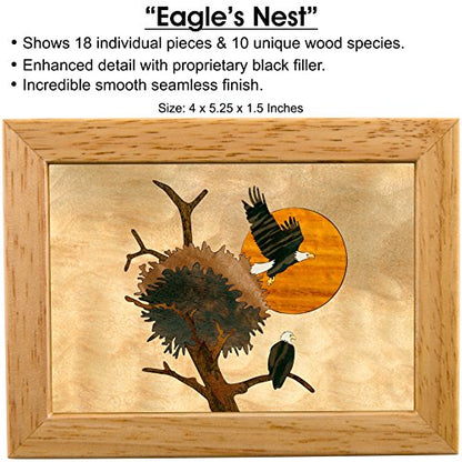 Wood Eagle Nest Box - Handmade USA - Unmatched Quality - Unique, No Two are the Same - Original Work of Wood Art. A Eagle Nest Gift, Ring, Trinket or Wood Jewelry Box (4103 Eagle's Nest 4x5x1 - WoodArtSupply