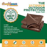 COMFITWEAR 16 MIL Heavy Duty Tarp Super Heavy Duty Tarp Cover 16 MIL Multi-Purpose Extra Heavy Duty Tarps Car Tarp Boat Tarp Camping Tarp General Purpose Waterproof Tarp Cover (20' X 40', Brown) COMFITWEAR