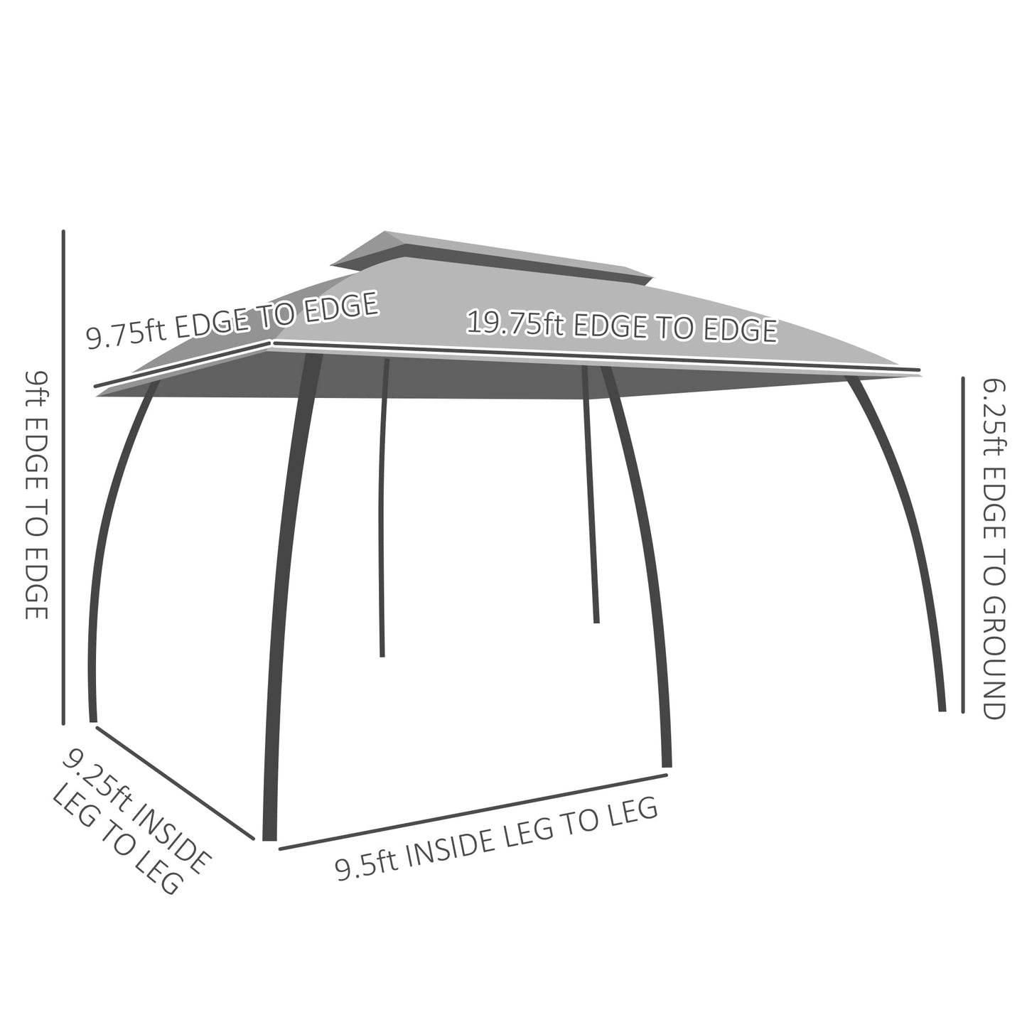Outsunny 10' x 20' Patio Gazebo, Outdoor Gazebo Canopy Shelter with Netting, Vented Roof, Steel Frame for Garden, Lawn, Backyard, and Deck, Beige