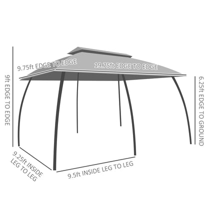 Outsunny 10' x 20' Patio Gazebo, Outdoor Gazebo Canopy Shelter with Netting, Vented Roof, Steel Frame for Garden, Lawn, Backyard, and Deck, Beige