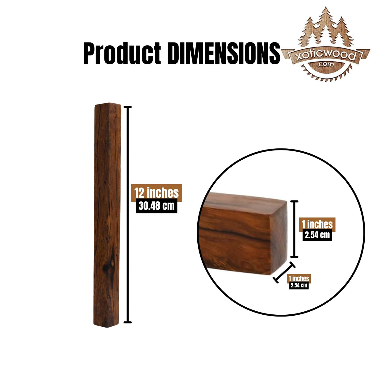 IECAP LLC Pack of 1 Hardwood Ironwood Blanks, Exotic Wood – Woodchucks – Hardwood Lumber – Natural Wood for DIY Crafts – Ironwood Lumber Turning Blanks (12 x 1 x 1 Inches) IECAP LLC
