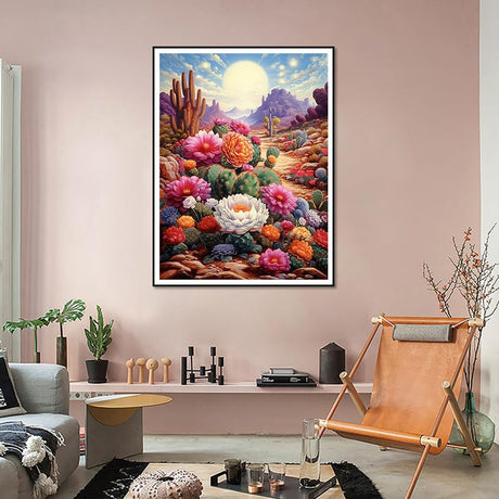 Acudotr Diamond Painting Kits for Adults, 5D DIY Diamond Art Kits for Beginners, Full Drill Diamond Painting Kits for Home Wall Decor, Desert Cactus Flowers, 12x16 Inch Acudotr