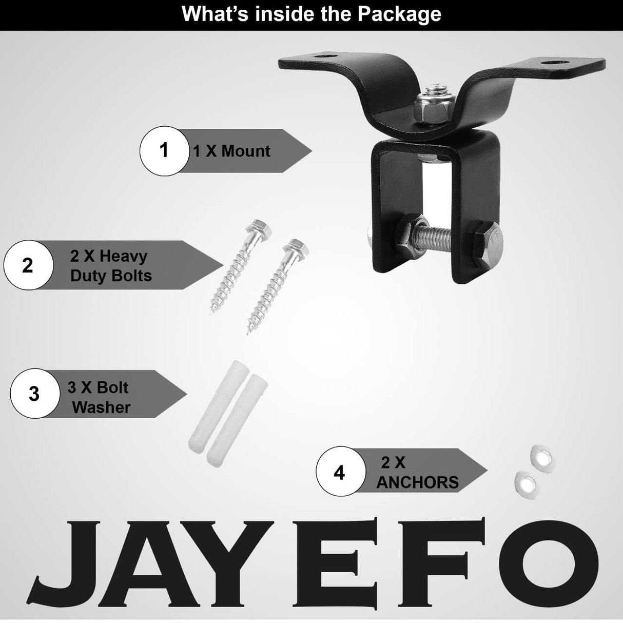 Jayefo Punching Bag Hanger - Heavy Bag and Punching Bag Mount for Wood Beam Ceiling - Standart Size - Black Jayefo