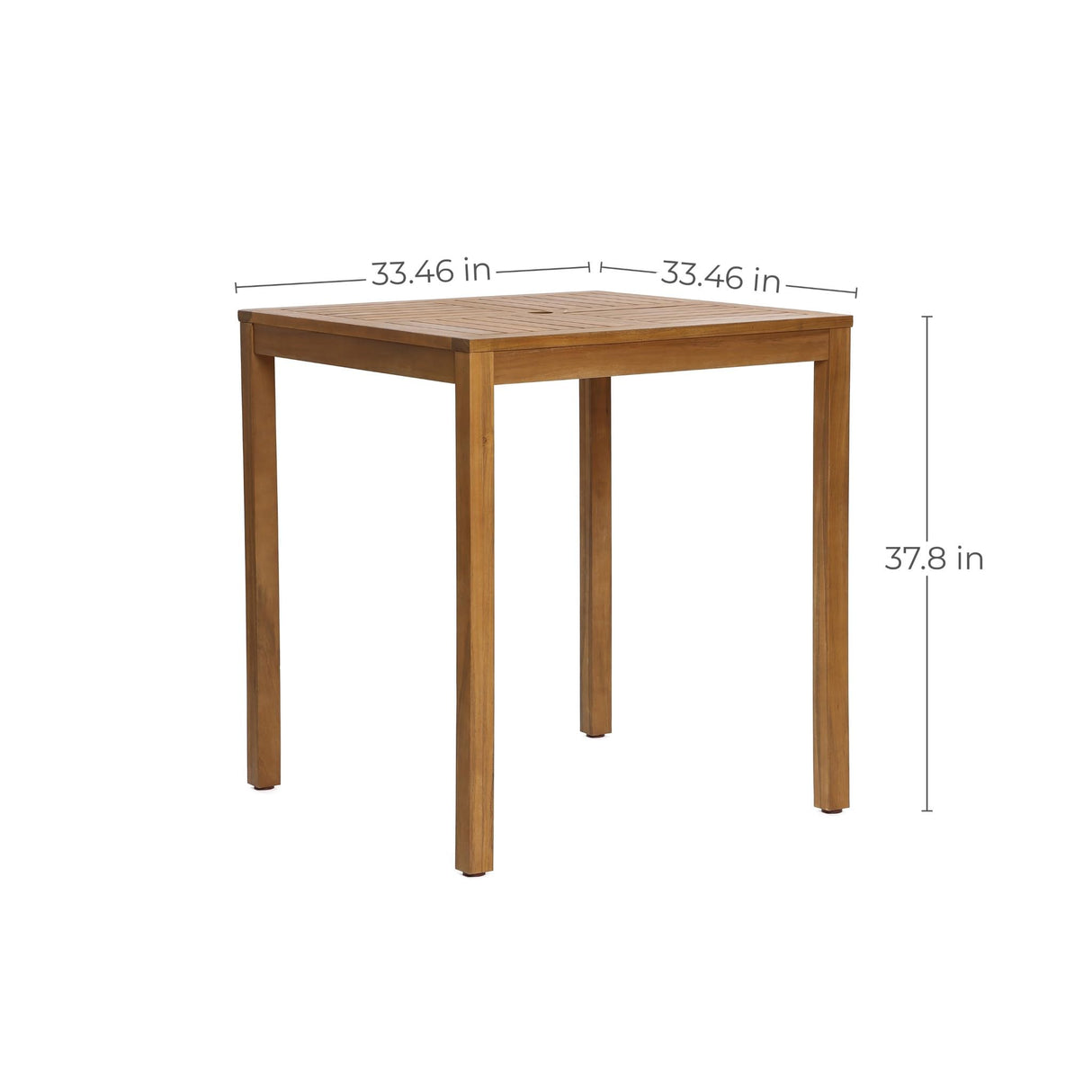 LuxenHome Outdoor Dining Table, 37'' Acacia Wood Counter Height Table 4-Person, Outdoor Square Bar Tables with Umbrella Hole, Patio Furniture for Garden, Poolside, Porch, Backyard LuxenHöme