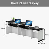 Nuipesn Reception Desk, Counter Desk with Lockable Drawer, Office Computer Table (Pure White+Black/Left, 86.61" L*23.62" W*39.37" H) Nuipesn