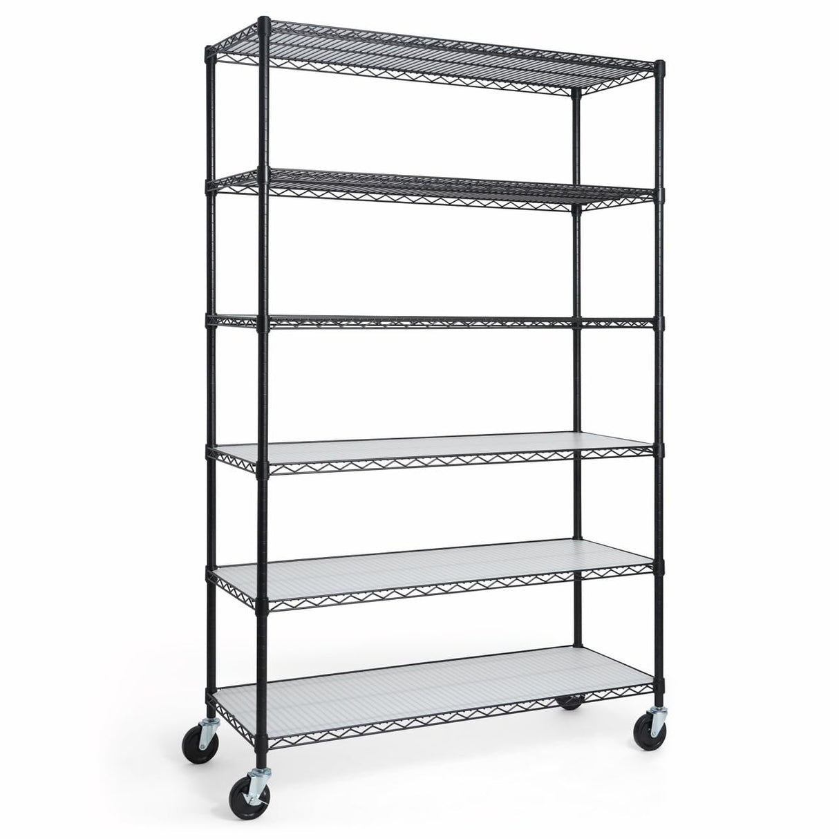 CAPHAUS NSF Commercial Grade Heavy Duty Wire Shelving w/Wheels, Leveling Feet & Liners, Metal Shelf, Garage & Utility Storage, 6-Tier 48 x 18 x 76 CAPHAUS