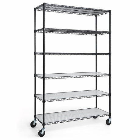 CAPHAUS NSF Commercial Grade Heavy Duty Wire Shelving w/Wheels, Leveling Feet & Liners, Metal Shelf, Garage & Utility Storage, 6-Tier 48 x 18 x 76 CAPHAUS