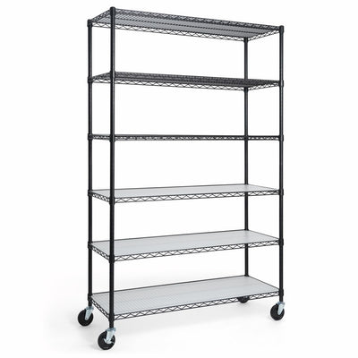 CAPHAUS NSF Commercial Grade Heavy Duty Wire Shelving w/Wheels, Leveling Feet & Liners, Metal Shelf, Garage & Utility Storage, 6-Tier 48 x 18 x 76