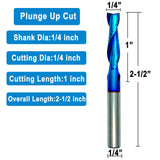 2 PCS CNC Router Bits 1/4 inch Shank Spiral Up Cut Solide Carbide End Mill for Wood Carving Engraving … Jiiolioa