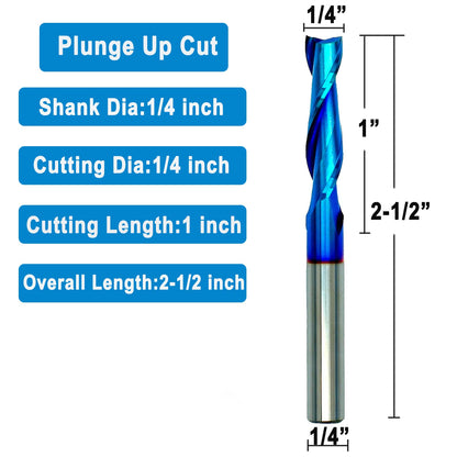 2 PCS CNC Router Bits 1/4 inch Shank Spiral Up Cut Solide Carbide End Mill for Wood Carving Engraving … - WoodArtSupply