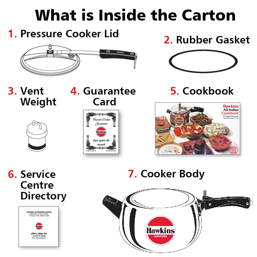 Hawkins 5 Litre Contura Pressure Cooker, Handi Inner Lid Cooker, Silver (HC50), Aluminium HAWKINS