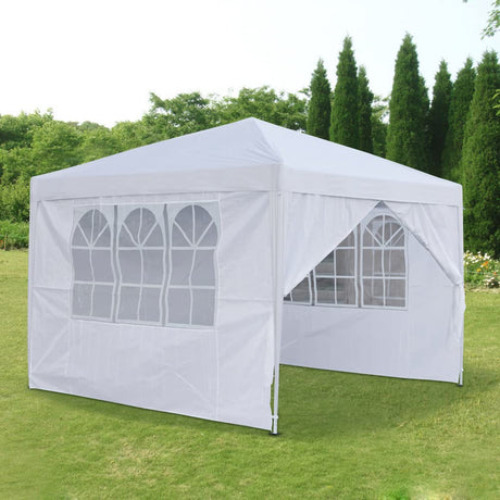 Panana Pop Up Gazebo 10''x10'' Waterproof Outdoor Garden Marquee Awning Party Tent Canopy and Carry Bag 3 X 3m (White) Panana