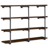 HITOMEN Industrial Iron Pipe Shelves, 3 Set 4-Tier 41.5" Tall 12" Depth, DIY Open Bookshelf Bookcase, Wall Mounted Vintage Retro Shelving, Rustic Farmhouse Pantry Kitchen Storage, Black Shelf Brackets HITOMEN