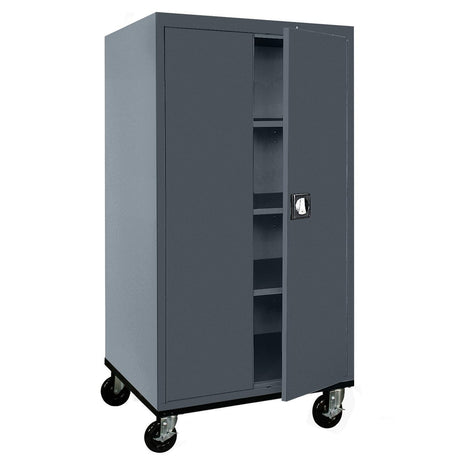 Sandusky Lee TA3R362466-02 Transport Series Metal Storage Cabinet with Wheels, Adjustable Shelves, 200lb Capacity, 24" Depth x 36" Width x 72" Height, Charcoal Sandusky