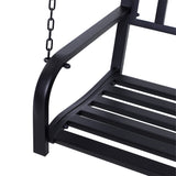 Outsunny 2 Person Front Porch Swing Patio Swing Bench, Outdoor Steel Swing Chair with Sturdy Chains, for Backyard, Deck, 528 lb Weight Capacity, Black Outsunny