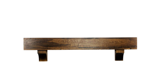 6" Deep Rustic Wood Beam Mantel with Corbels 42 48 54 60 66 72 84 (84, Provincial)