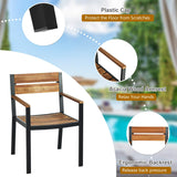 ORALNER 7 Pieces Patio Dining Set, Steel Outdoor Furniture Set w/ 2.16” Umbrella Hole & Acacia Wood Top, 6 x Chairs & Large Rectangle Dining Table for Balcony, Deck, Backyard, Garden, Poolside ORALNER