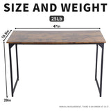 Computer Desk 47 Inch, Home Office Desk Writing Study Table Modern Simple Style PC Desk with Black Metal Frame,Vintage MGHH