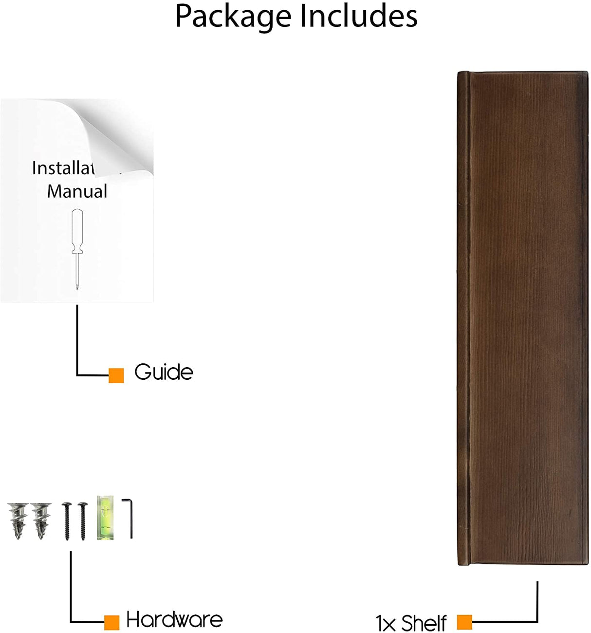 Rustic State Smith Wall Mounted Wood Floating Wine Bottle Rack with Glassware Holder Stemware Shelf Storage Organizer - Home, Kitchen, Dining Room Bar Décor - Walnut Rustic State