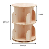 Rotating Bookshelf, 360 Display 2 Tier Floor Standing Bookcase Storage Rack for Kids&Adult, Wood Narrow Book Shelf Organizer for Bedroom, Living Room, Study Room Bear Qiaqia