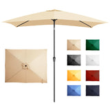 Ayge 6.5x10FT Rectangular Patio Umbrella Outdoor Table Umbrella w/Push Button Tilt & Crank Rectangle Market Umbrella UV Protection for Garden,Deck,Lawn,Yard & Pool,Beige Ayge