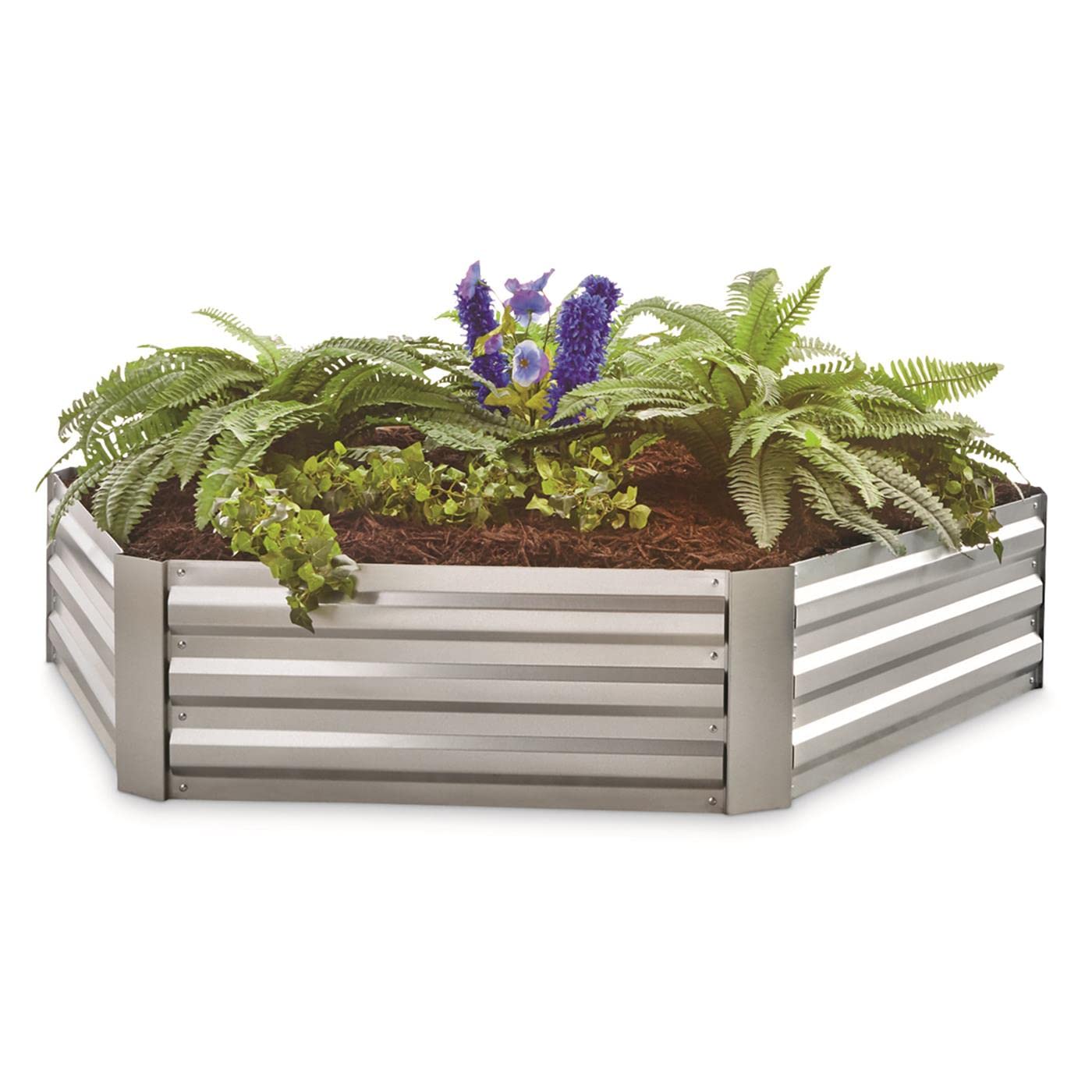 CASTLECREEK Hexagon Galvanized Steel Planter Box Raised Garden Bed, Outdoor Flowers, Herbs, Vegetable Planting Boxes, 60" l. x 60" w. x 11.8" h.