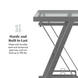 Walker Edison Metal and Glass Work From Home Laptop Computer Gaming Desk with Slide In Keyboard Tray Home Office, 31 Inch, Silver Walker Edison