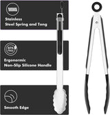ChefAide Set of 2 Cooking Tongs,600ºF High Heat-Resistant,Kitchen Utensils,Cooking Utensils for Grill,Salad,BBQ,Frying,Baking,Serving 9/12 inches ChefAide