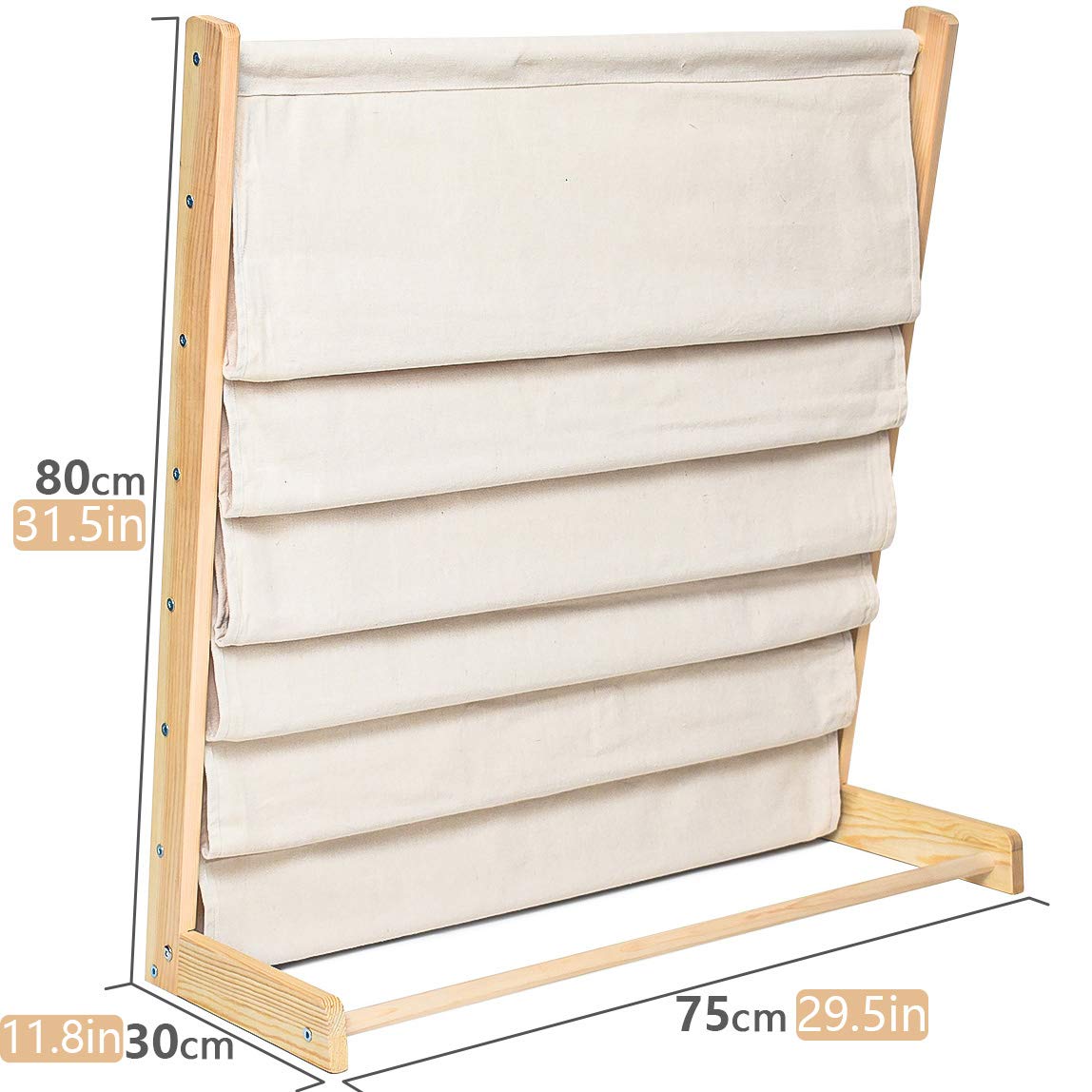 Morimoe Sling Bookshelf Kids Book Rack Storage, Natural Beige (Beige, W:75cm) Morimoe