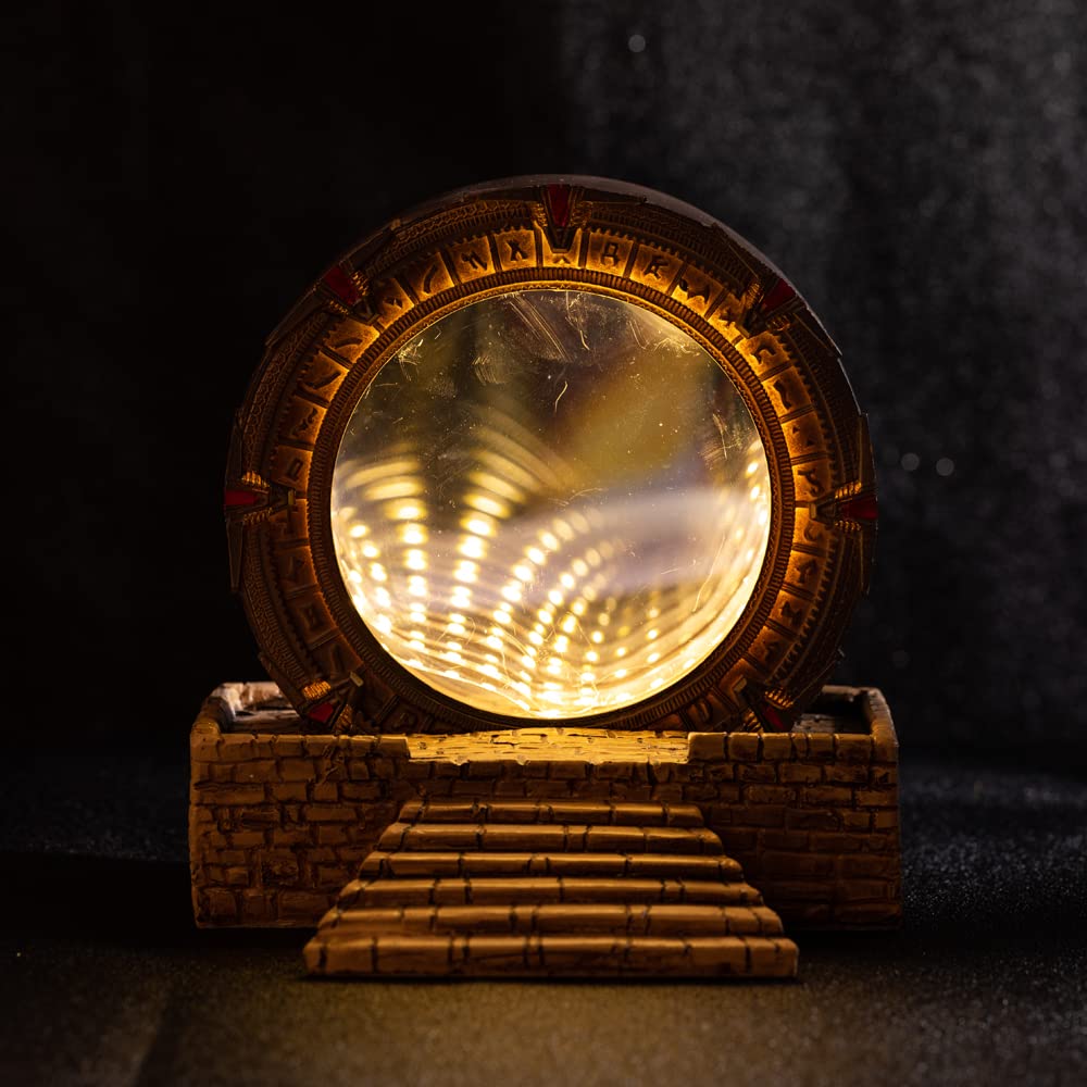 Karc Stargate Mirror Infinity Mirror Tunnel Stargate Model Figure Time Tunnel Merchandise Night Light Table Lamp Desktop Decoration Gift for Children and Adults with Ligh Karc
