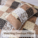Mybedsoul Brown Quilt Set Twin Size, 2 Pieces Plaid Floral Bedspread Set Patchwork Reversible Bedding Set Microfiber Lightweight Bedspread Coverlet Set for All Season 68"x86" Mybedsoul