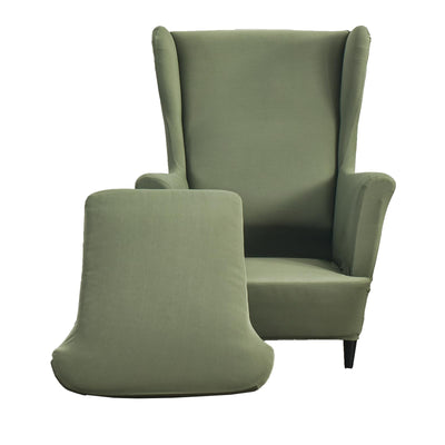 CRFATOP Polyester Wing Chair Covers 2 Piece Stretch Wingback Chair Slipcover Solid Wingback Armchair Covers with Elastic Bottom for Living Room Bedroom Wingback Chair,A32
