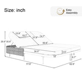 Merax Outdoor Daybed,Patio Rattan Daybed with Adjustable Backrest,Patio Wicker Loveseat Lounger,Outdoor Bed Loveseat Sofa Set with Pillows and Cushions for Garden, Backyard, Poolside,Black+Beige Merax