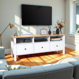 DIYART White TV Stand, Entertainment Center for TVs Up to 65", Modern Media Console with 3 Cabinets for Living Room DIYART