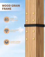 IDEALHOUSE Patio Pergola, Outdoor Patio Gazebo with Retractable Sun Shade, Metal Pergola Shelter for Backyard Deck Garden (Wood-Grain, 10 x 13 FT) IDEALHOUSE