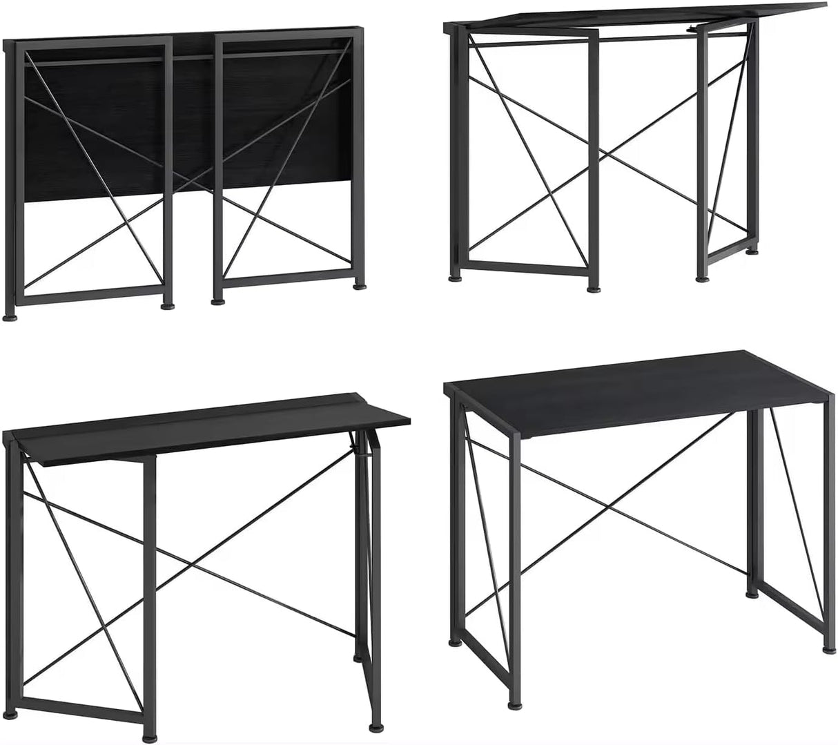 Computer Desk, Folding Desk, Small Foldable Desk 35.4" for Small Spaces, Space Saving Computer Table Writing Workstation for Home Office, Easy Assembly (Black) Generic