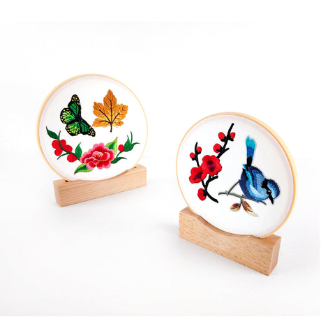 Embroidery Frames for Display 3Pack Embroidery Hoop Display Stand 2 Tier Groove Design Cross Stitch Hoop Frame Stand，Embroidery Stand Embroidery kit (Suitable 7-10IN Frame) Fembemok